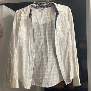SO Cream Textured Button-Up Shirt